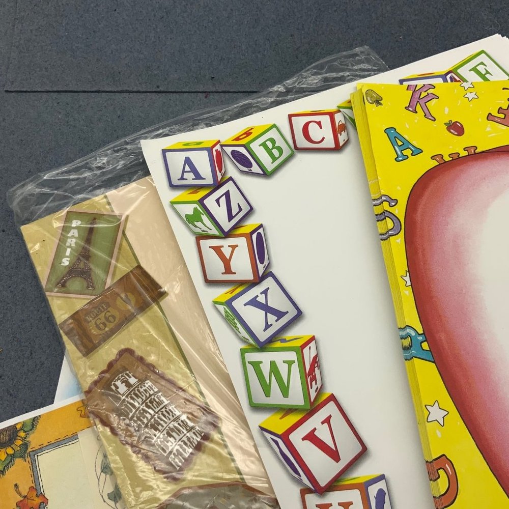 Paper Lot Assortment Teacher Classroom Scrapbooking Apple Travel BTS - Picture 2 of 5